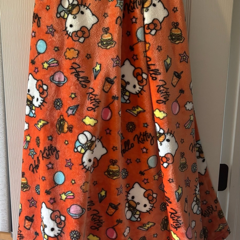 Hello Kitty Orange Fleece Blanket